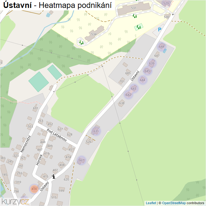 Mapa Ústavní - Firmy v ulici.