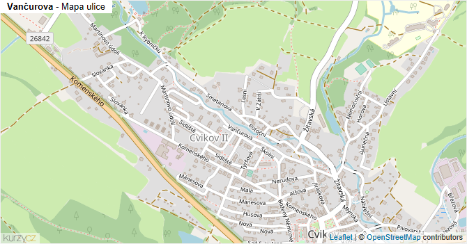 Vančurova - mapa ulice