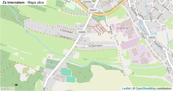 Za Internátem - mapa ulice
