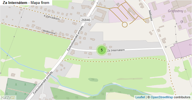 Za Internátem - mapa firem