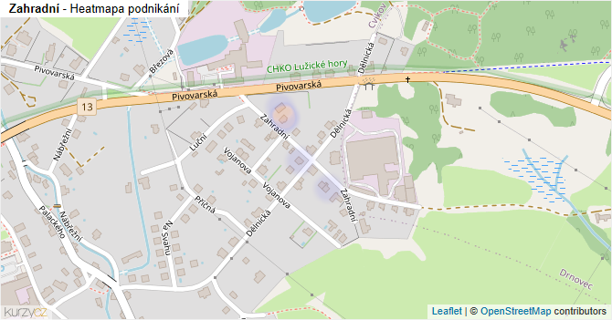 Zahradní - mapa podnikání