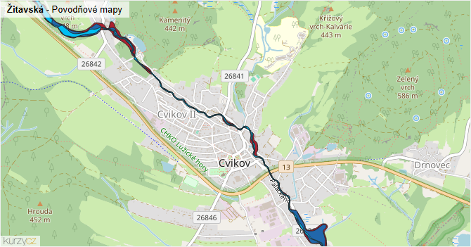 Žitavská - záplavové mapy stoleté vody