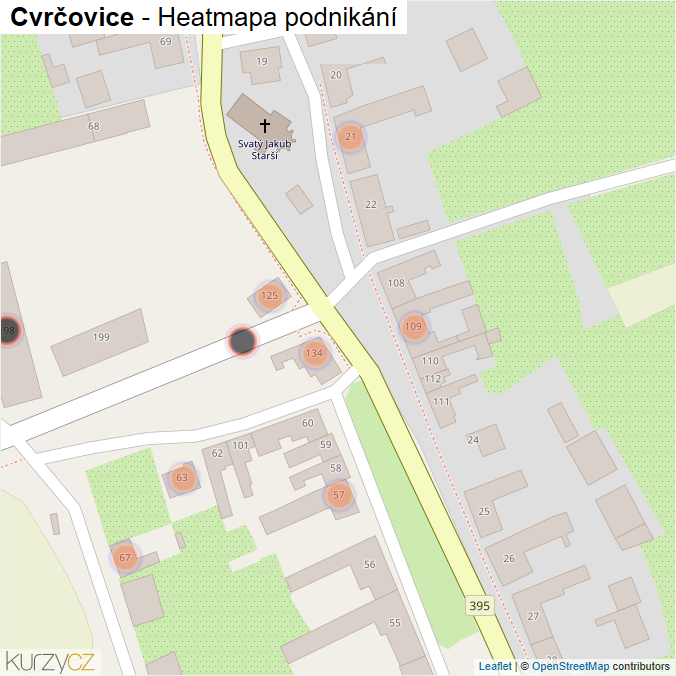 Mapa Cvrčovice - Firmy v obci.