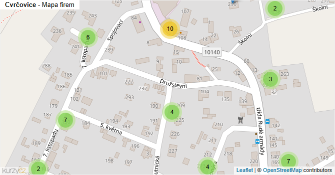 Cvrčovice - mapa firem