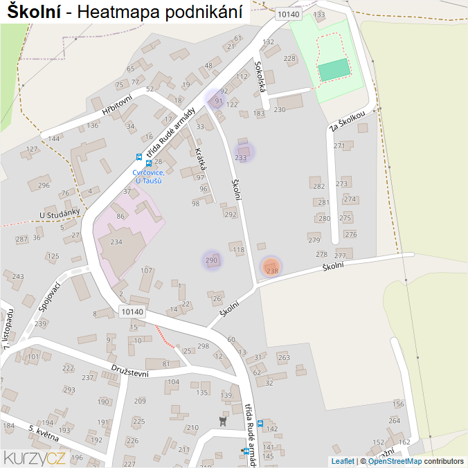 Mapa Školní - Firmy v ulici.