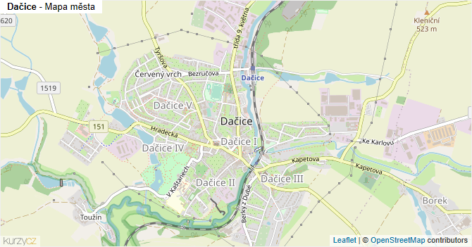 Dačice - mapa města