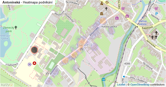 Antonínská - mapa podnikání