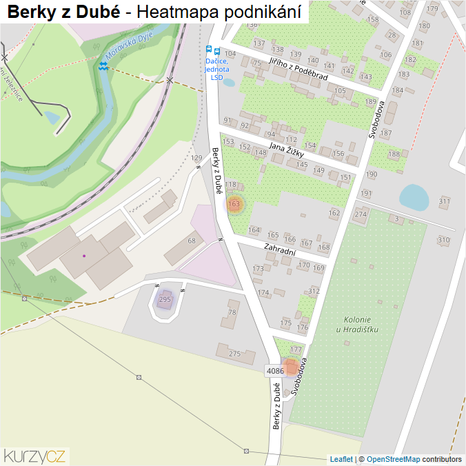 Mapa Berky z Dubé - Firmy v ulici.