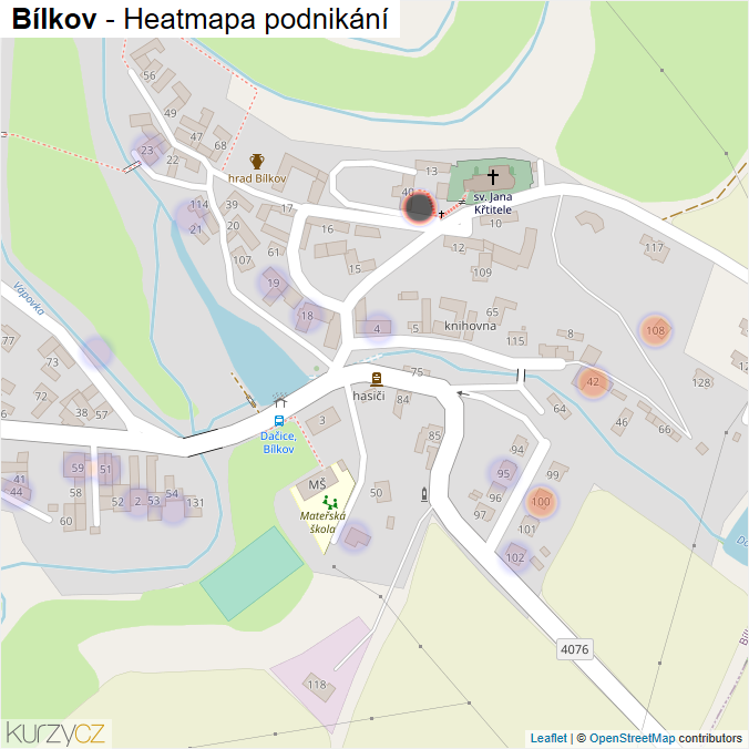 Mapa Bílkov - Firmy v části obce.