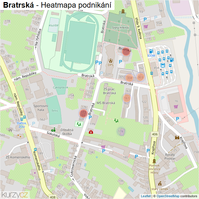 Mapa Bratrská - Firmy v ulici.