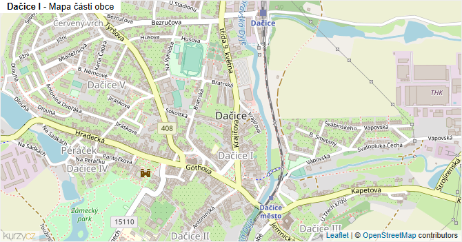Dačice I - mapa části obce