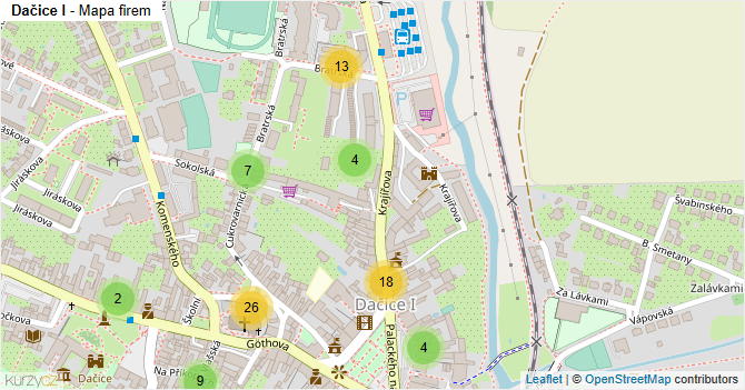 Dačice I - mapa firem