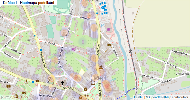 Dačice I - mapa podnikání