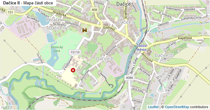 Dačice II - mapa části obce