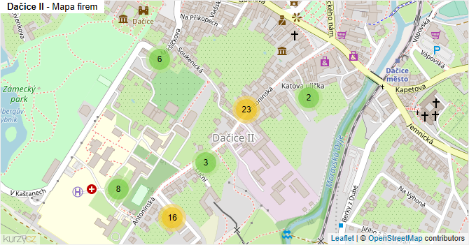Dačice II - mapa firem