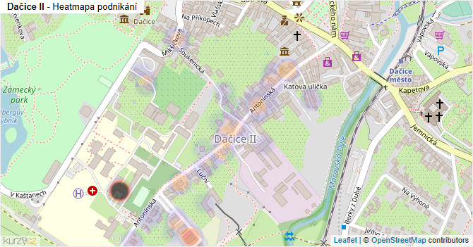 Dačice II - mapa podnikání
