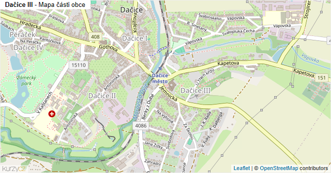 Dačice III - mapa části obce
