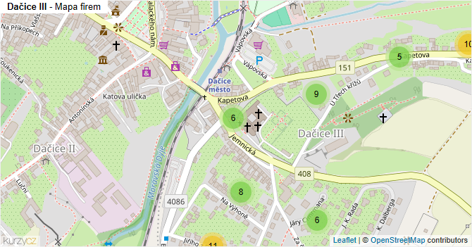 Dačice III - mapa firem