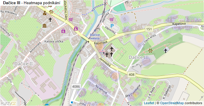 Dačice III - mapa podnikání