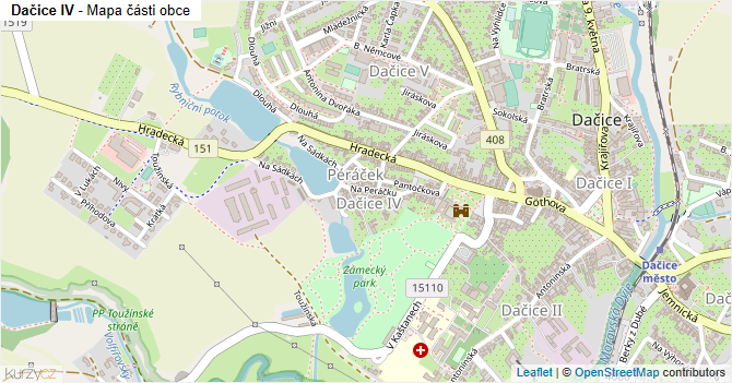 Dačice IV - mapa části obce