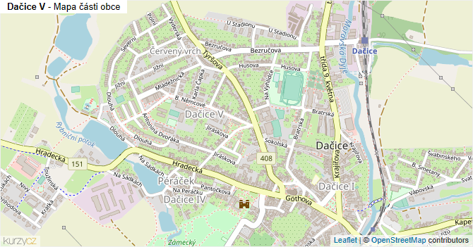Dačice V - mapa části obce