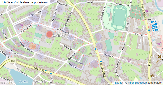 Dačice V - mapa podnikání