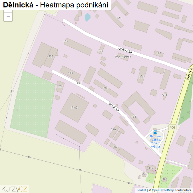 Mapa Dělnická - Firmy v ulici.