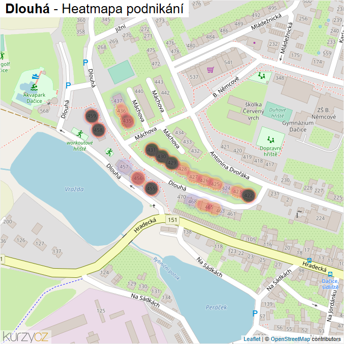 Mapa Dlouhá - Firmy v ulici.