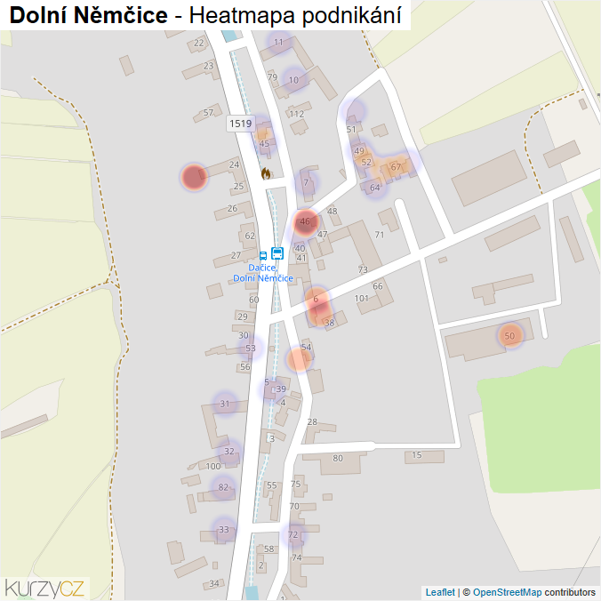 Mapa Dolní Němčice - Firmy v části obce.