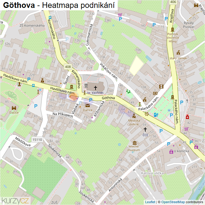 Mapa Göthova - Firmy v ulici.