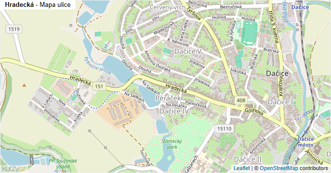 Hradecká - mapa ulice