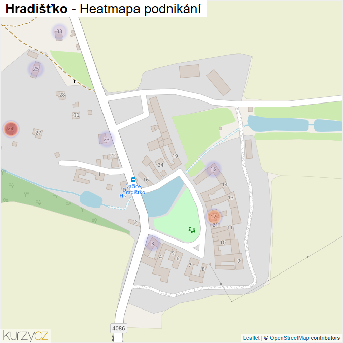 Mapa Hradišťko - Firmy v části obce.