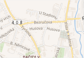 Husova v obci Dačice - mapa ulice