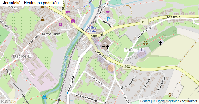 Jemnická - mapa podnikání