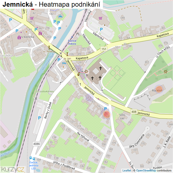 Mapa Jemnická - Firmy v ulici.
