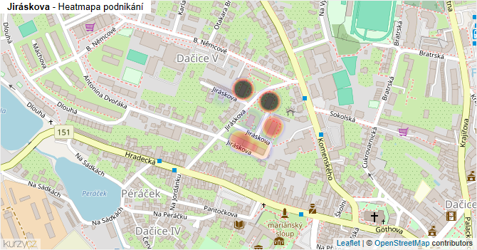 Jiráskova - mapa podnikání