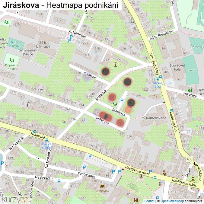Mapa Jiráskova - Firmy v ulici.