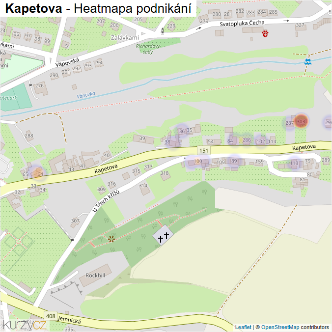 Mapa Kapetova - Firmy v ulici.