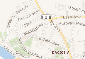 Karla Čapka v obci Dačice - mapa ulice