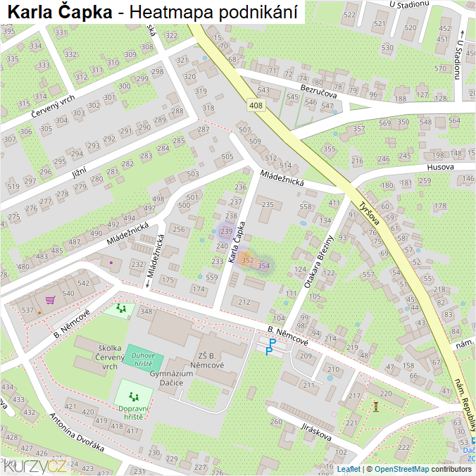 Mapa Karla Čapka - Firmy v ulici.