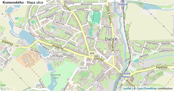 Komenského - mapa ulice