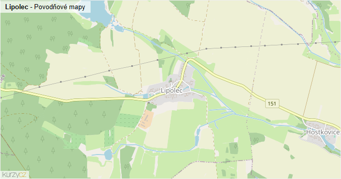 Lipolec - záplavové mapy stoleté vody