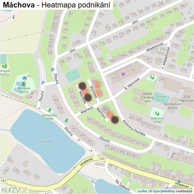 Mapa Máchova - Firmy v ulici.