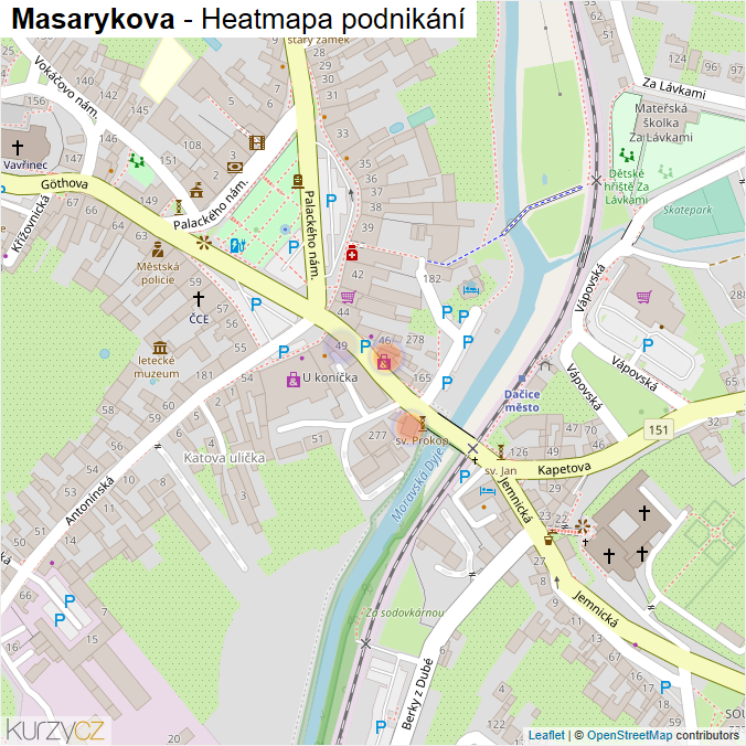 Mapa Masarykova - Firmy v ulici.