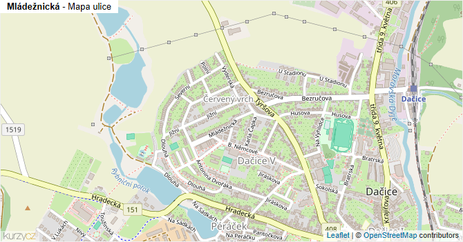 Mládežnická - mapa ulice