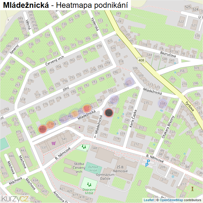 Mapa Mládežnická - Firmy v ulici.
