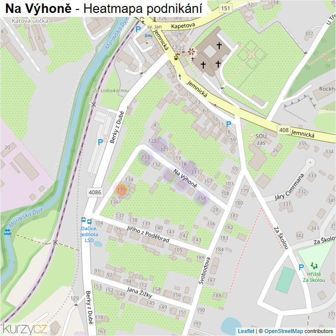 Mapa Na Výhoně - Firmy v ulici.