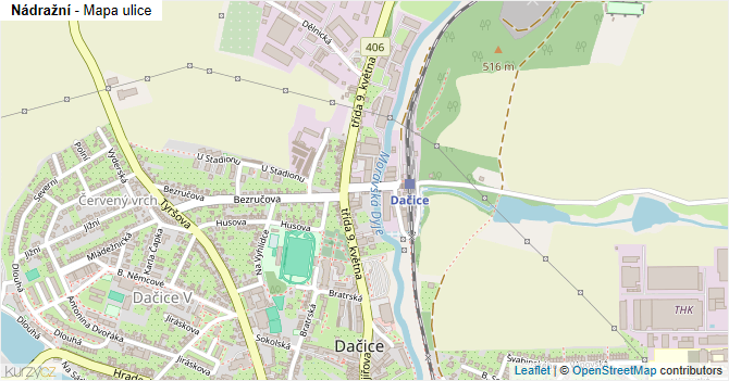 Nádražní - mapa ulice