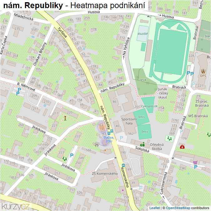 Mapa nám. Republiky - Firmy v ulici.