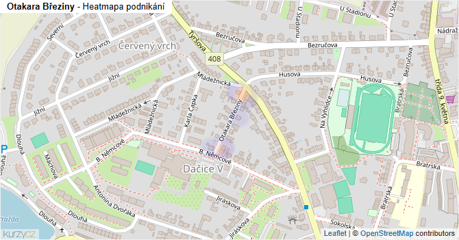Otakara Březiny - mapa podnikání